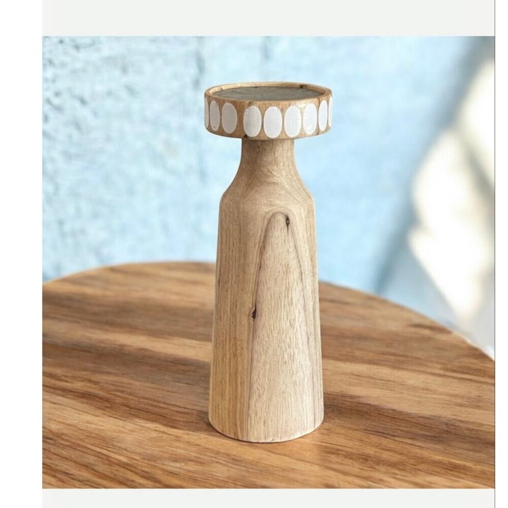 HD Designs Wood Large Candle Holder 10” Tall